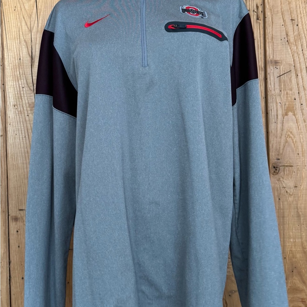 Nike Ohio State Buckeyes Men’s Large Gray Dri-FIT Quarter-Zip Pullover - Picture 4 of 9